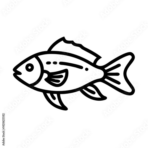 electric blue ram fish line drawn outline vector art - illustration electric blue ram fish, isolated transparent background