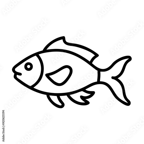 electric blue ram fish line drawn outline vector art - illustration electric blue ram fish, isolated transparent background