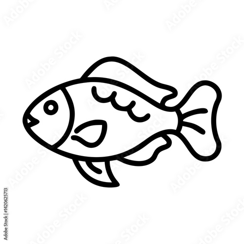 firemouth cichlid fish line drawn outline vector art - illustration firemouth cichlid fish, isolated transparent background