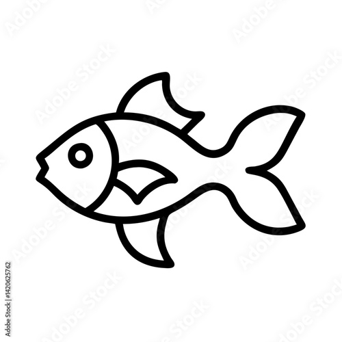 goldfish line drawn outline vector art - illustration goldfish, isolated transparent background