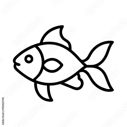 goldfish line drawn outline vector art - illustration goldfish, isolated transparent background