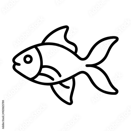 goldfish  line drawn outline vector art - illustration goldfish, isolated transparent background