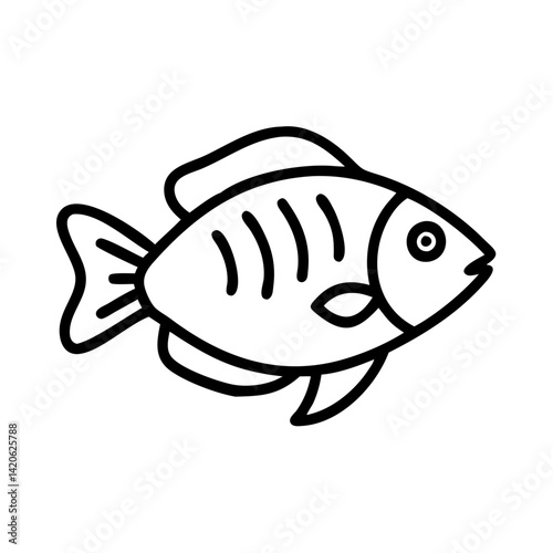 gourami fish line drawn outline vector art - illustration gourami fish, isolated transparent background