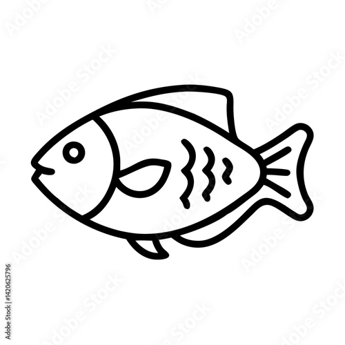 gourami fish line drawn outline vector art - illustration gourami fish, isolated transparent background