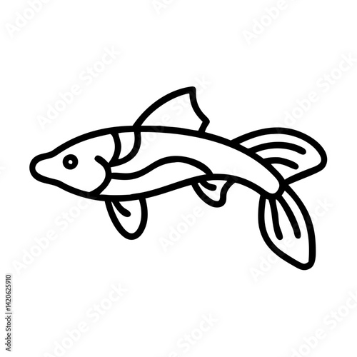 kuhli loach fish line drawn outline vector art - illustration kuhli loach fish, isolated transparent background