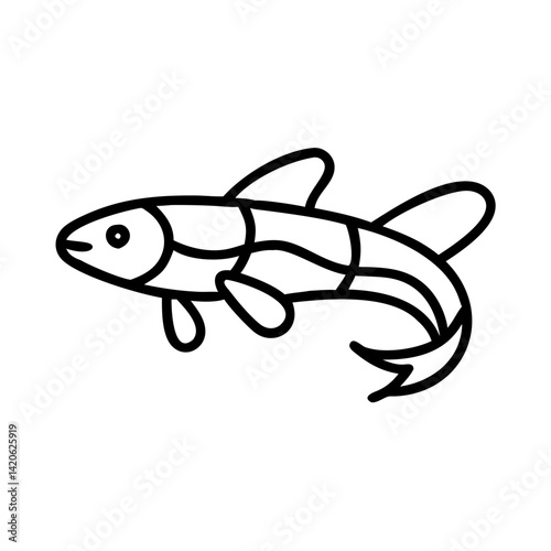 kuhli loach fish line drawn outline vector art - illustration kuhli loach fish, isolated transparent background