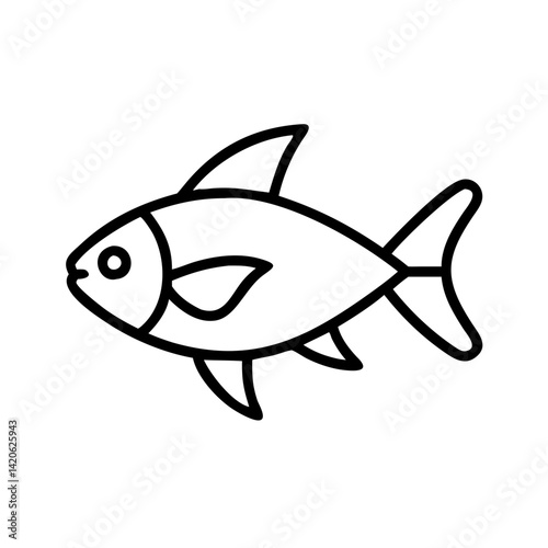 lemon tetra fish line drawn outline vector art - illustration lemon tetra fish, isolated transparent background
