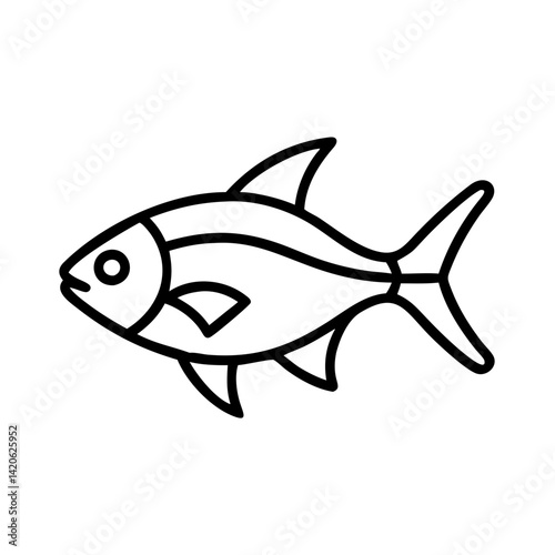 lemon tetra fish  line drawn outline vector art - illustration lemon tetra fish, isolated transparent background