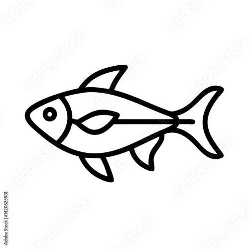 neon tetra fish line drawn outline vector art - illustration neon tetra fish, isolated transparent background
