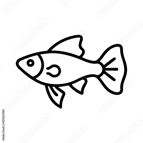 molly fish  line drawn outline vector art - illustration molly fish, isolated transparent background
