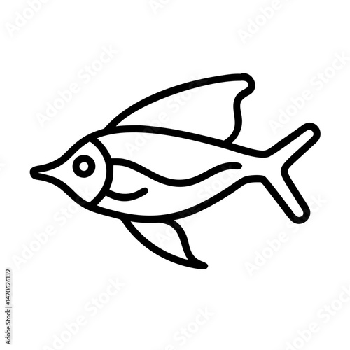 platy fish line drawn outline vector art - illustration platy fish, isolated transparent background