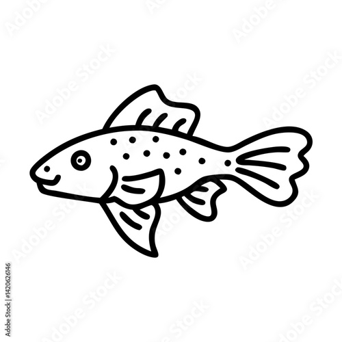 plecostomus fish line drawn outline vector art - illustration plecostomus fish, isolated transparent background