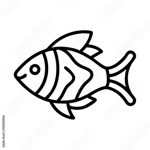 rainbowfish line drawn outline vector art - illustration rainbowfish, isolated transparent background