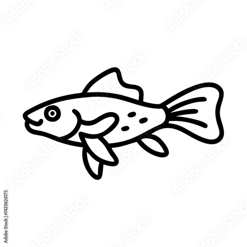 plecostomus fish  line drawn outline vector art - illustration plecostomus fish, isolated transparent background