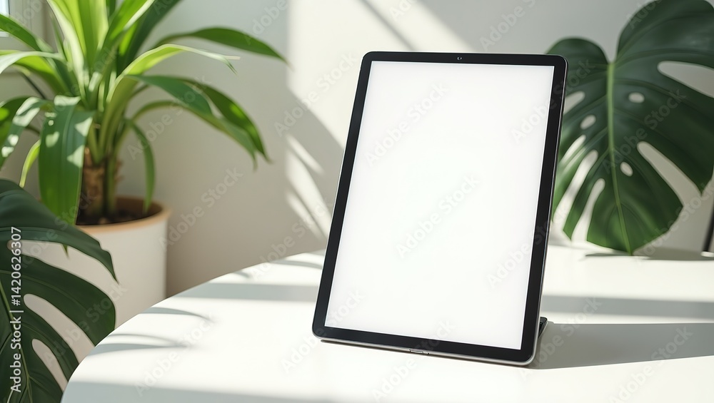 Nature Inspired iPad Mockup with Plants and Daylight Nature Inspired iPad Mockup with Plants and Daylight