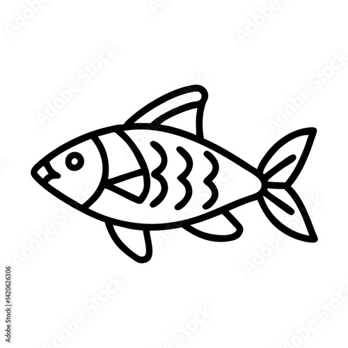 tiger barb fish line drawn outline vector art - illustration tiger barb fish, isolated transparent background