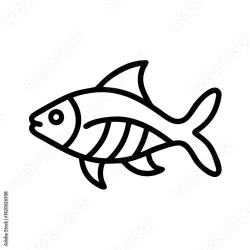 tiger barb fish line drawn outline vector art - illustration tiger barb fish, isolated transparent background