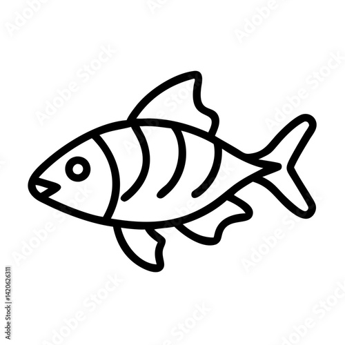 tiger barb fish line drawn outline vector art - illustration tiger barb fish, isolated transparent background