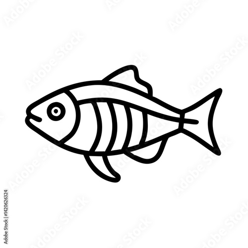 zebra danio fish line drawn outline vector art - illustration zebra danio fish, isolated transparent background