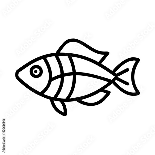 zebra danio fish line drawn outline vector art - illustration zebra danio fish, isolated transparent background