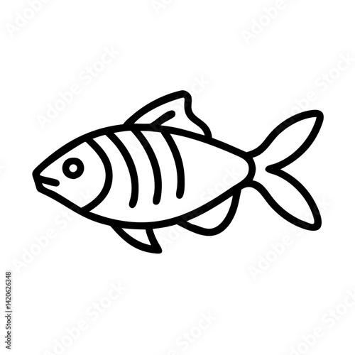 zebra danio fish  line drawn outline vector art - illustration zebra danio fish, isolated transparent background