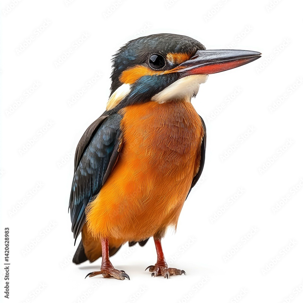 Fototapeta premium Vibrant Kingfisher Bird: A Close-Up Portrait of a Colorful Avian Species in its Natural Habitat