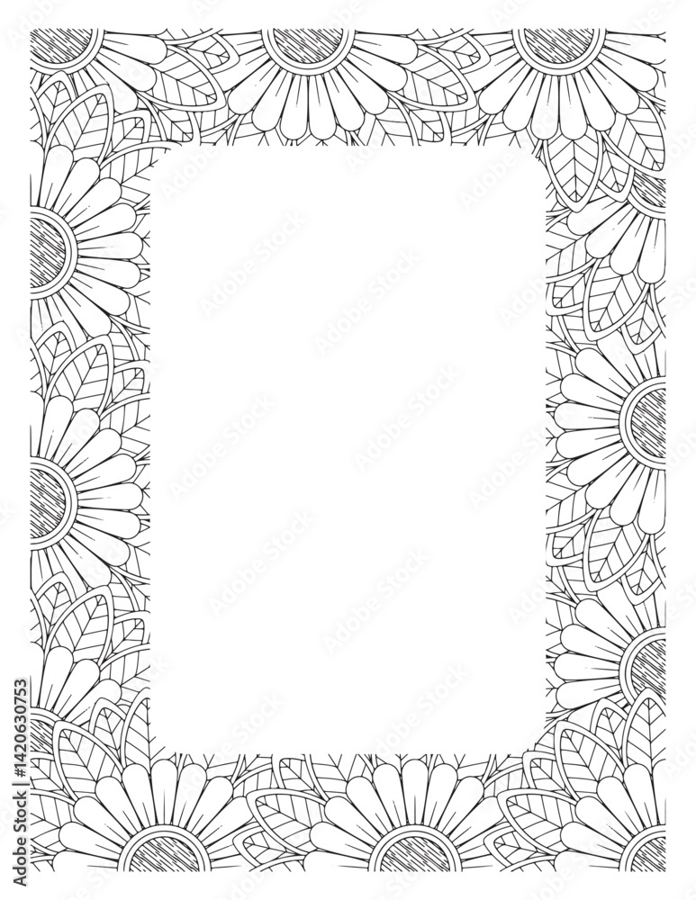 Obraz premium Flower Borders Coloring Books -KDP