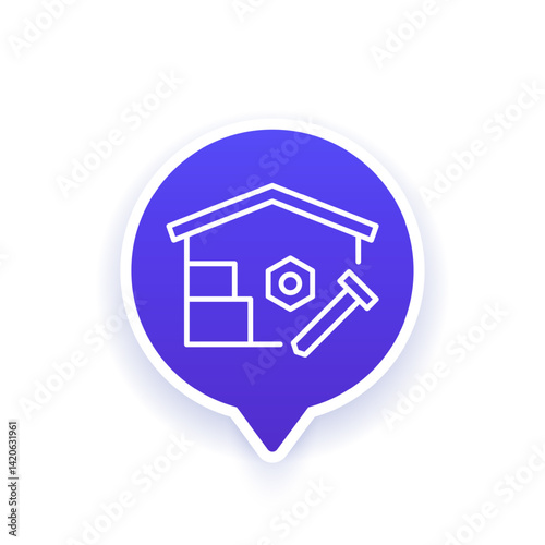 Parts storage icon, spare parts in warehouse line design