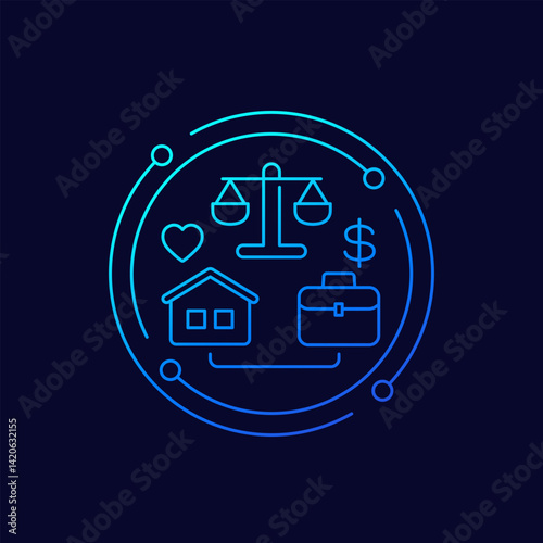 work life balance icon, linear design
