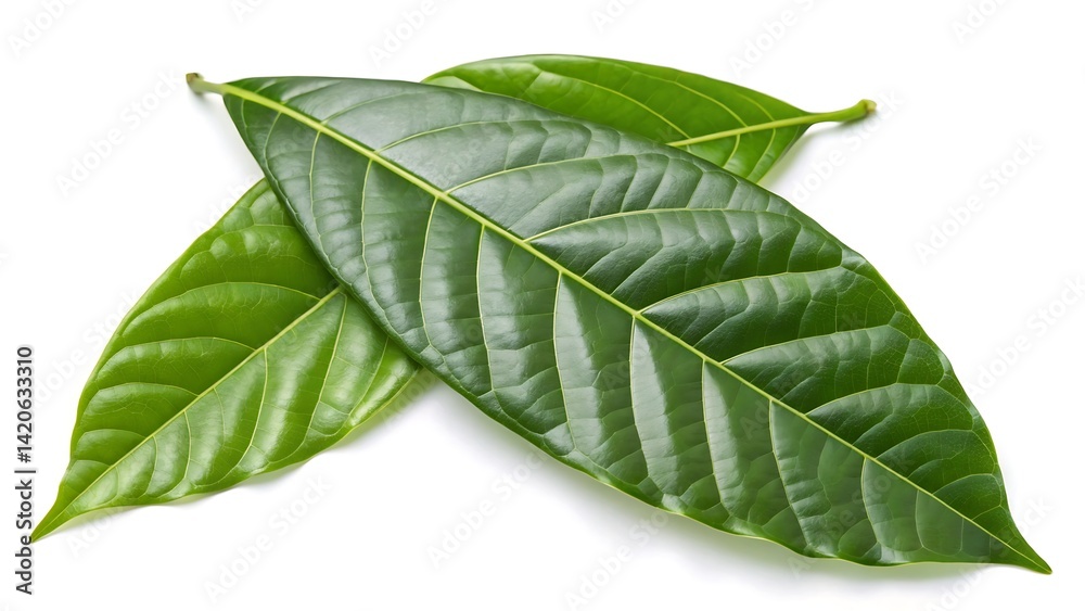 Obraz premium Green cocoa leaves isolated on white