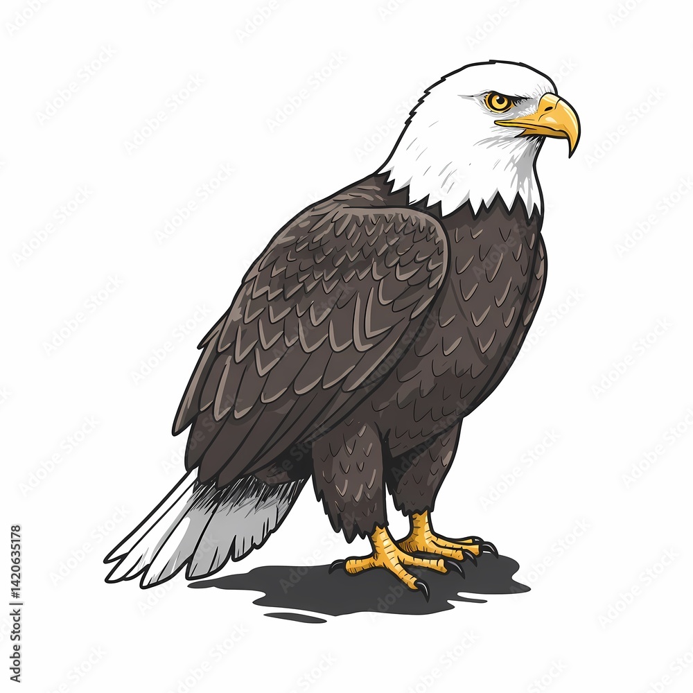 Obraz premium Powerful Symbol of America: Striking Bald Eagle Illustration in Flight 
