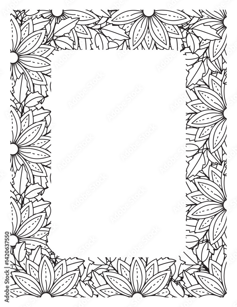 Obraz premium Flower Borders Coloring Books -KDP