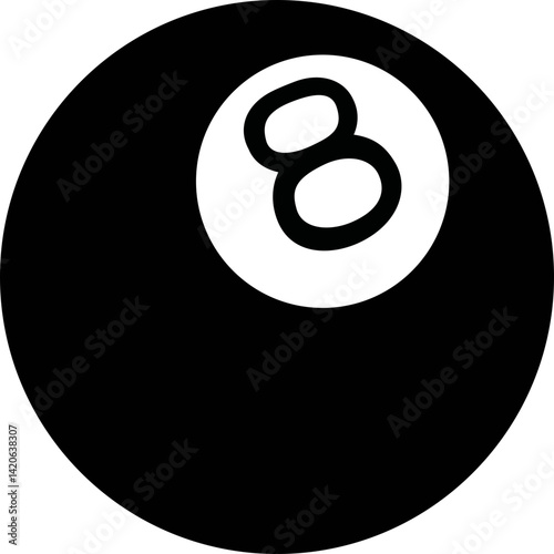 Billiard Black ball Number Eight Vector Illustration