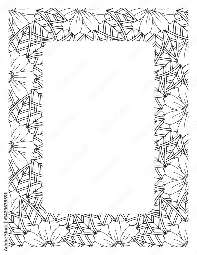 Obraz premium Flower Borders Coloring Books -KDP