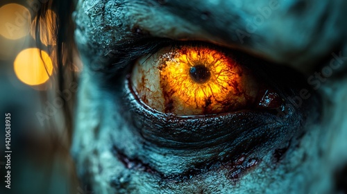 Obraz na płótnie Zombie eye Scary with horror, spooky, and halloween Macro. w salonie