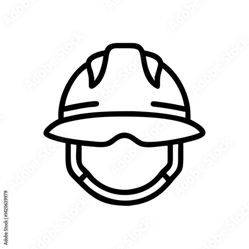 Construction Action Icon Safety Helmet Worksite Illustration Industrial Close-Up Protective Gear