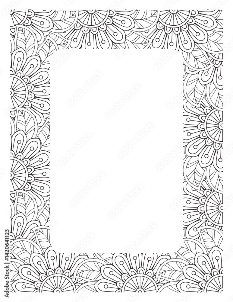 Obraz premium Flower Borders Coloring Books -KDP