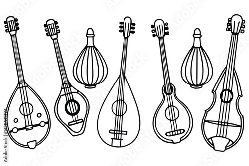 set of 9 mandolins with diverse designs