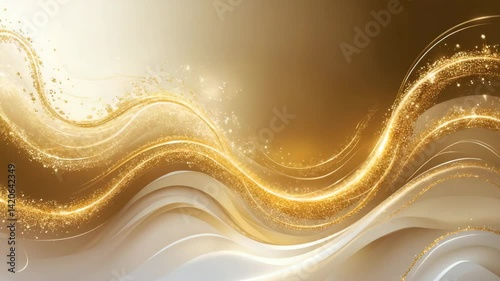 Golden shimmer trail dust in swirling wave pattern design