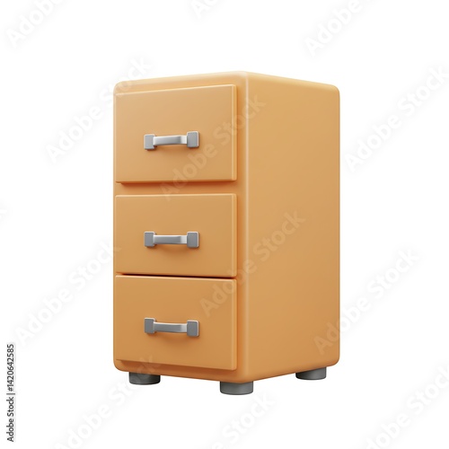 3D Cartoon Beige Office Filing Cabinet photo