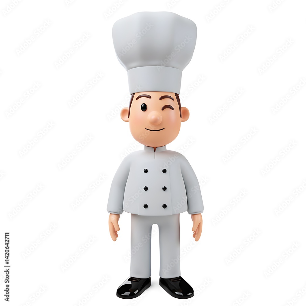 3D Cartoon Chef Character Smiling 3D Cartoon Chef Character Smiling