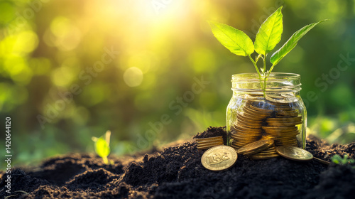 Wallpaper Mural Illustration representing sustainable business growth by aligning profit goals with environmental care and social ethics, under the ESG framework Torontodigital.ca