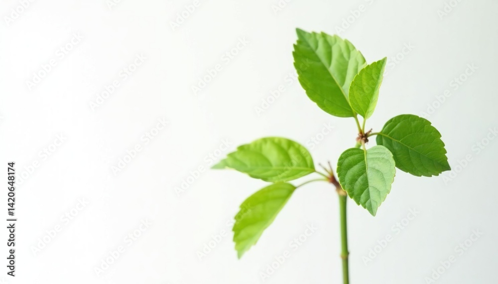 Single, delicate sapling against pure white backdrop, environment, clean, simple Single, delicate sapling against pure white backdrop, environment, clean, simple