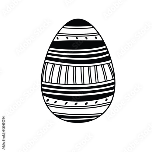 Blue and White Geometric Design on Easter Egg