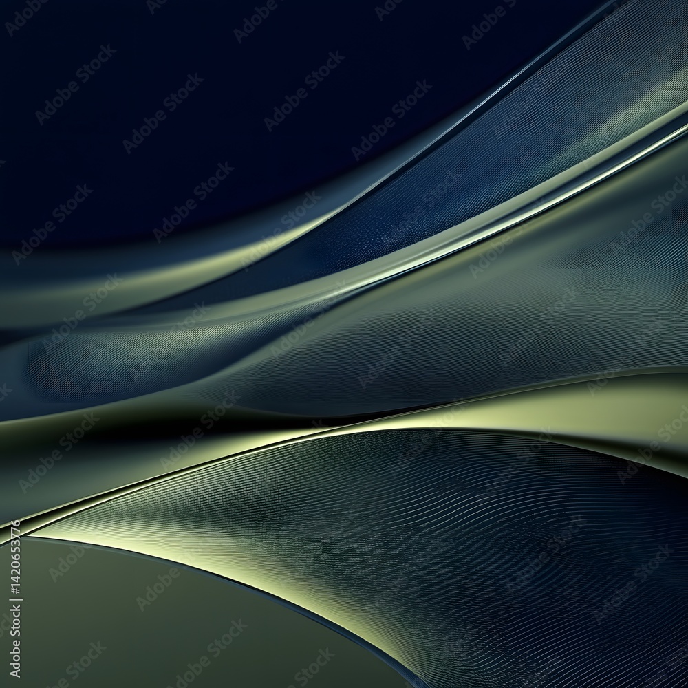 Obraz premium Abstract Green and Blue Swirling Waves, Dynamic Flowing Lines, Elegant Digital Art Background