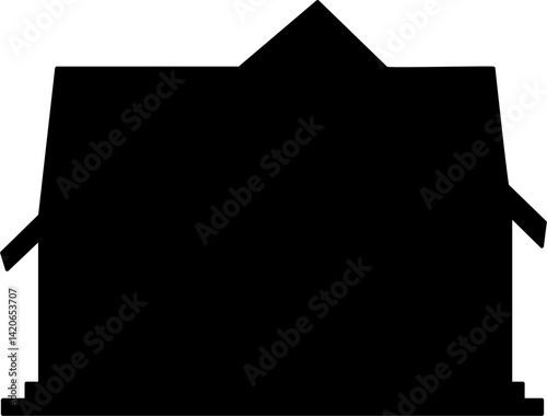 Black house silhouette vector for kids' learning, coloring, and educational activities. Perfect for worksheets, crafts, and preschool projects.