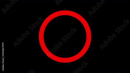 Rotating Red Circle Outline Animation with Transparent Background