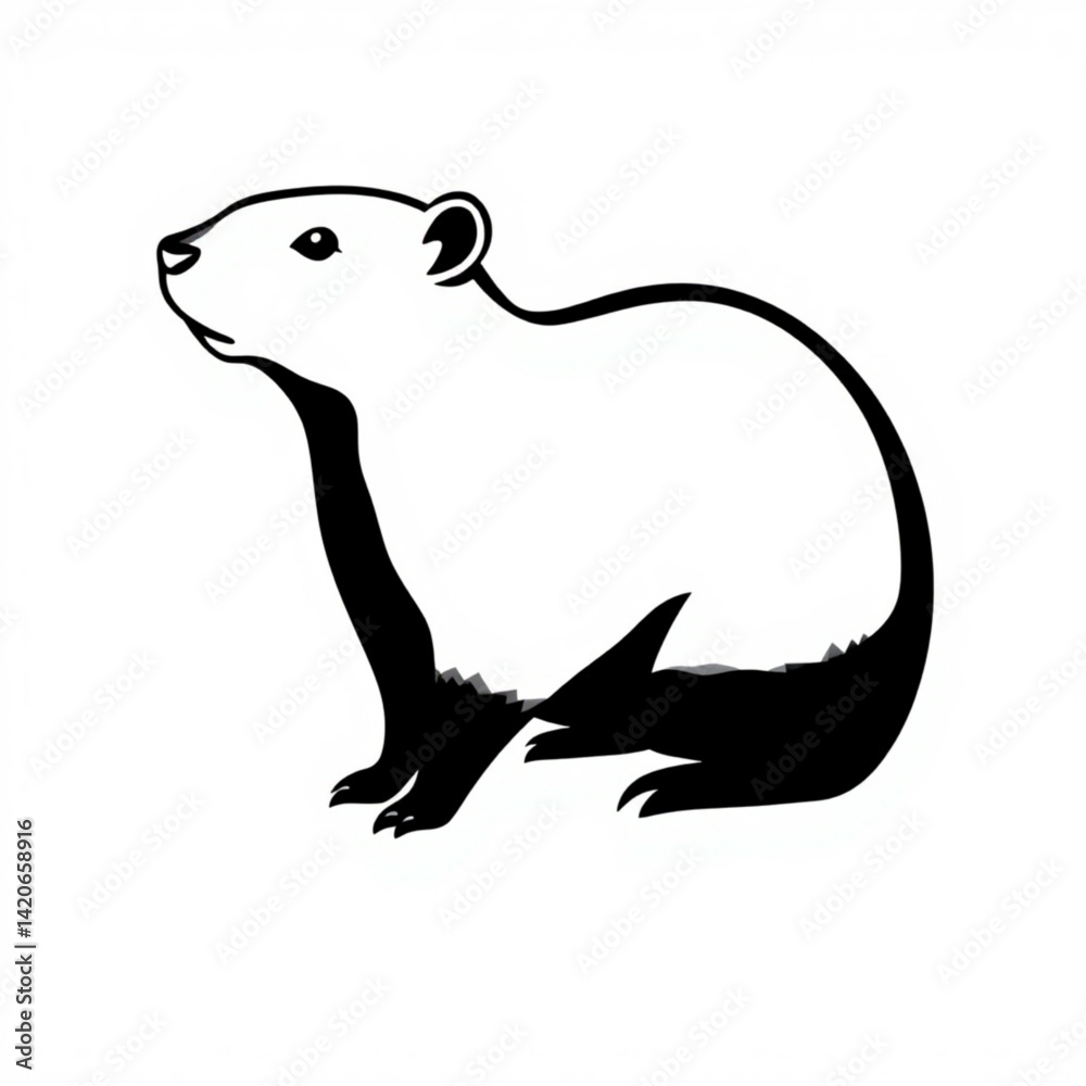 Silhouette of a standing capybara art Silhouette of a standing capybara art