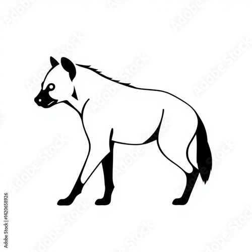 Hyena standing in black and white
