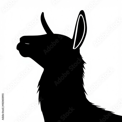 Silhouette of a llama head profile